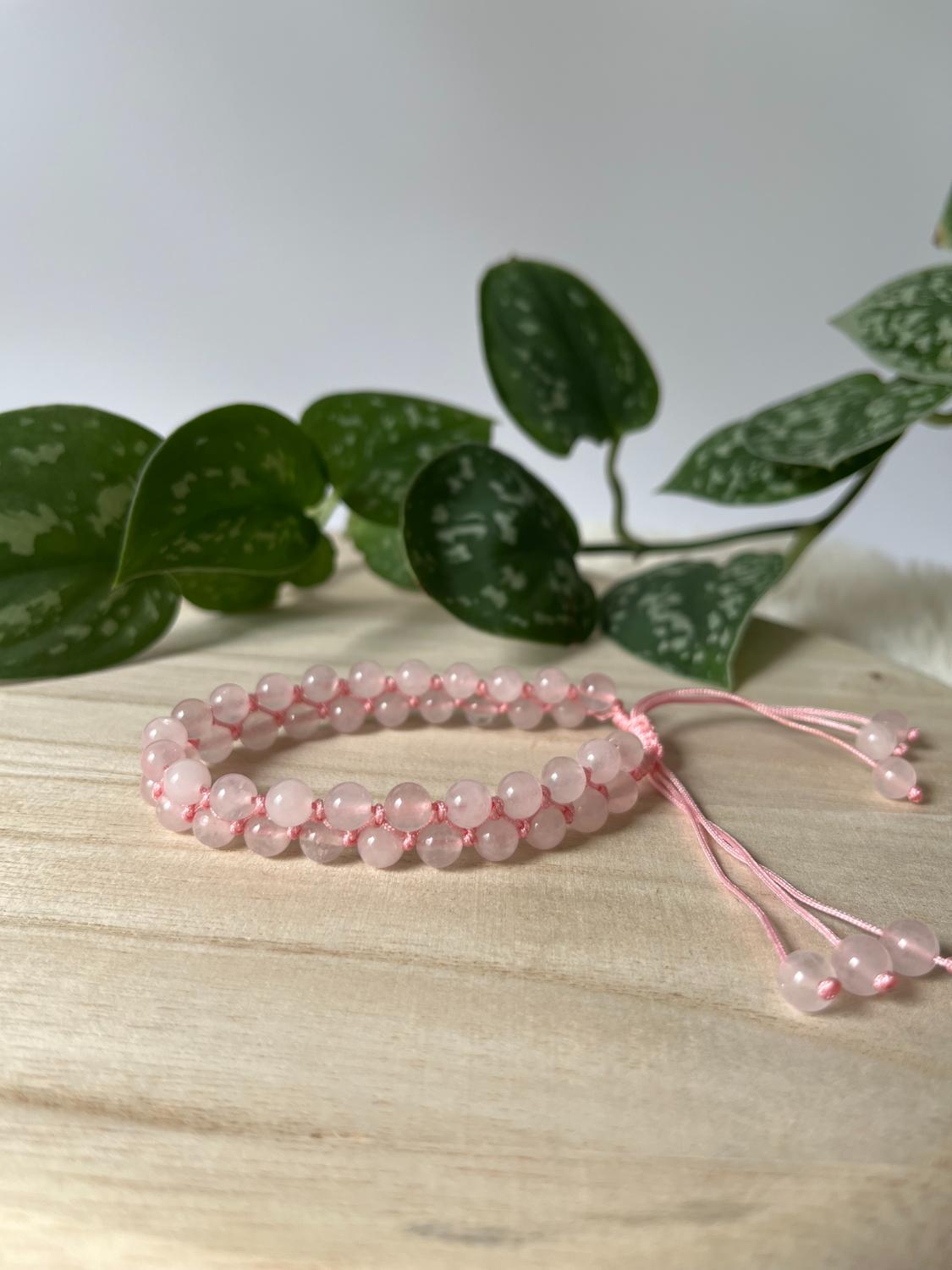 Rozenkwarts Armband Verstelbaar – 6 mm