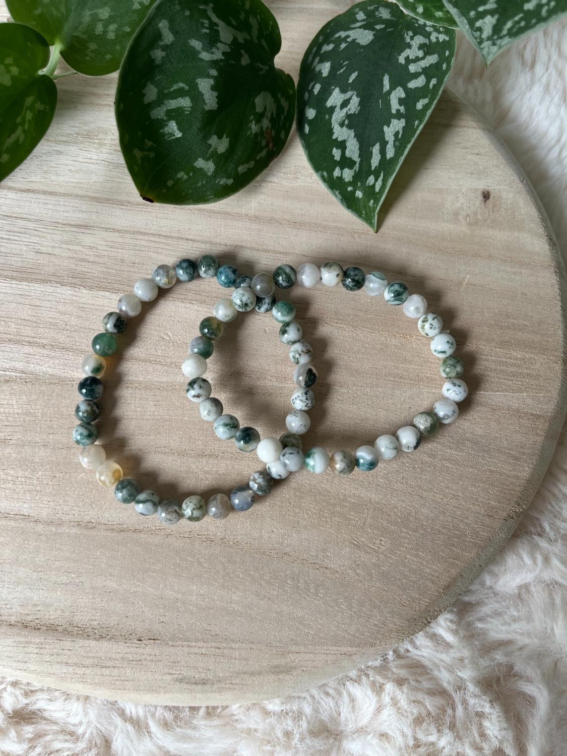 Boom Agaat Kogelarmband – 6 mm