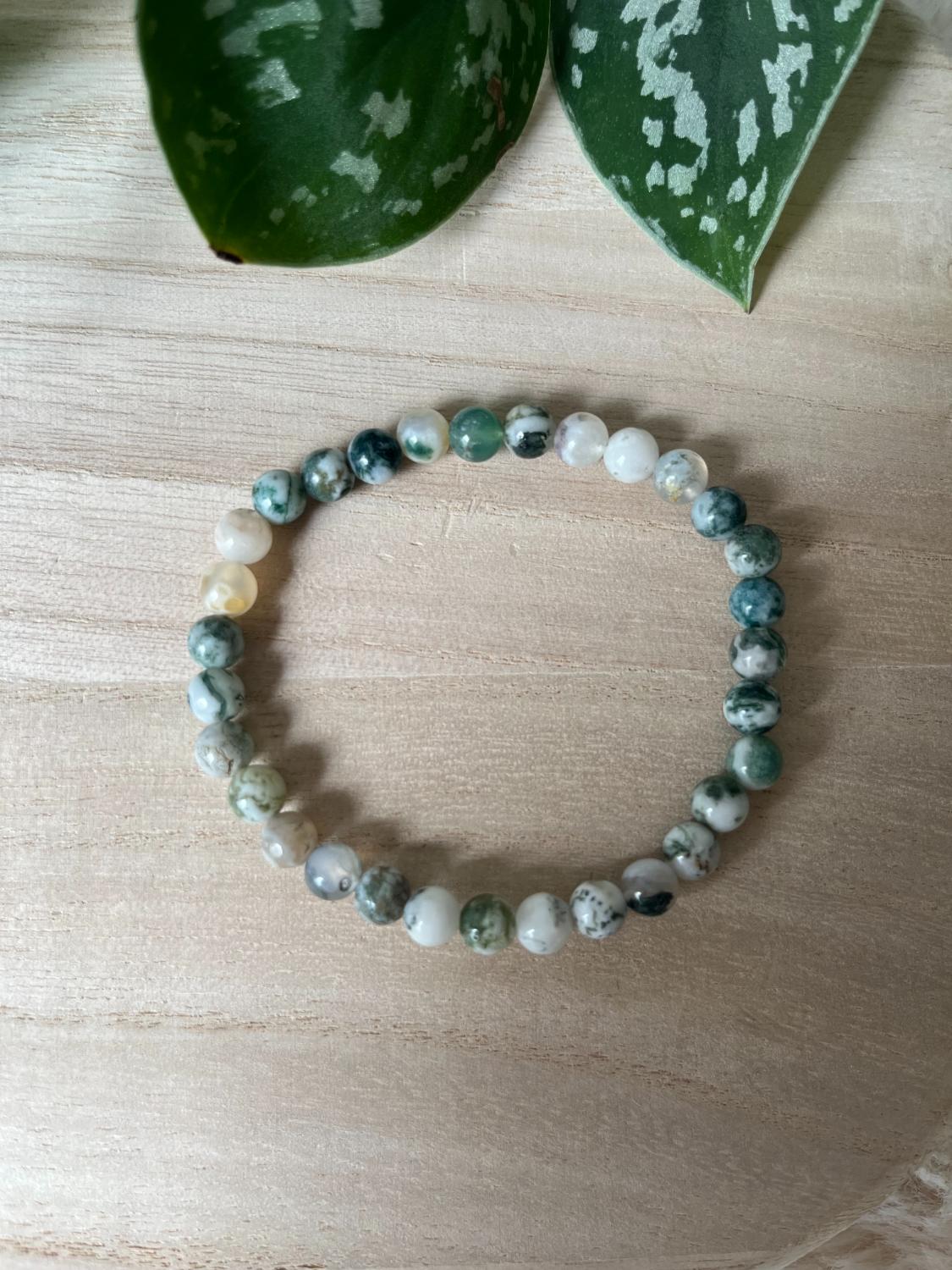 Boom Agaat Kogelarmband – 6 mm