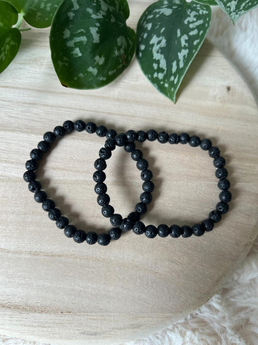 Lavasteen Kogelarmband – 6 mm