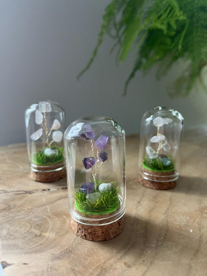 Gemstone tree in bell jar