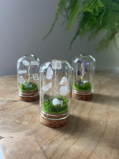 Gemstone tree in bell jar