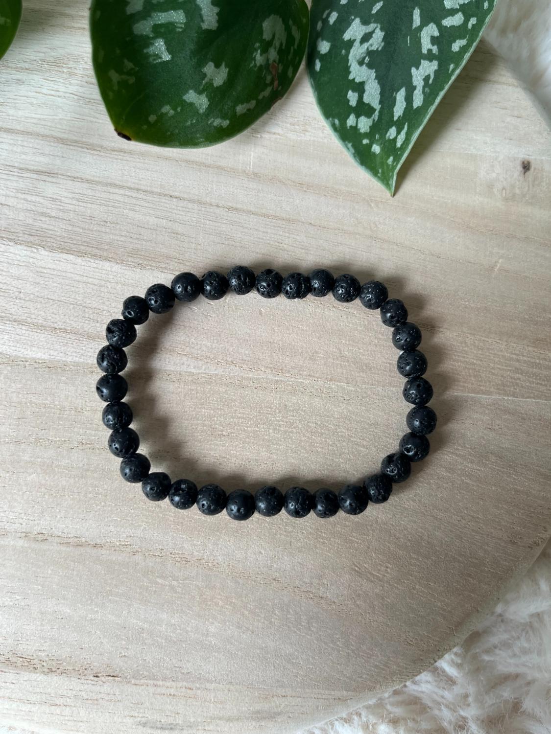 Lavasteen Kogelarmband – 6 mm